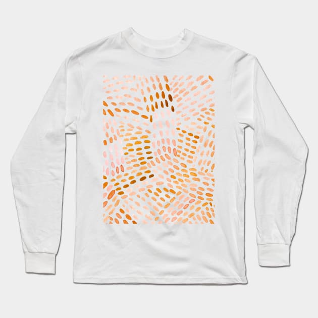 Watercolor dotted lines - orange Long Sleeve T-Shirt by wackapacka